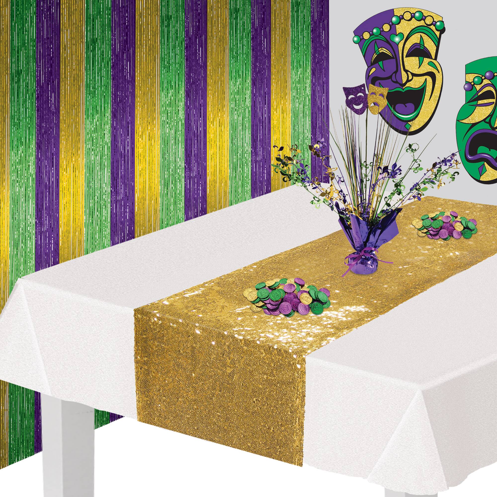 Beistle 15" Mardi Gras Gleam 'N Spray Centerpieces, 2ct.